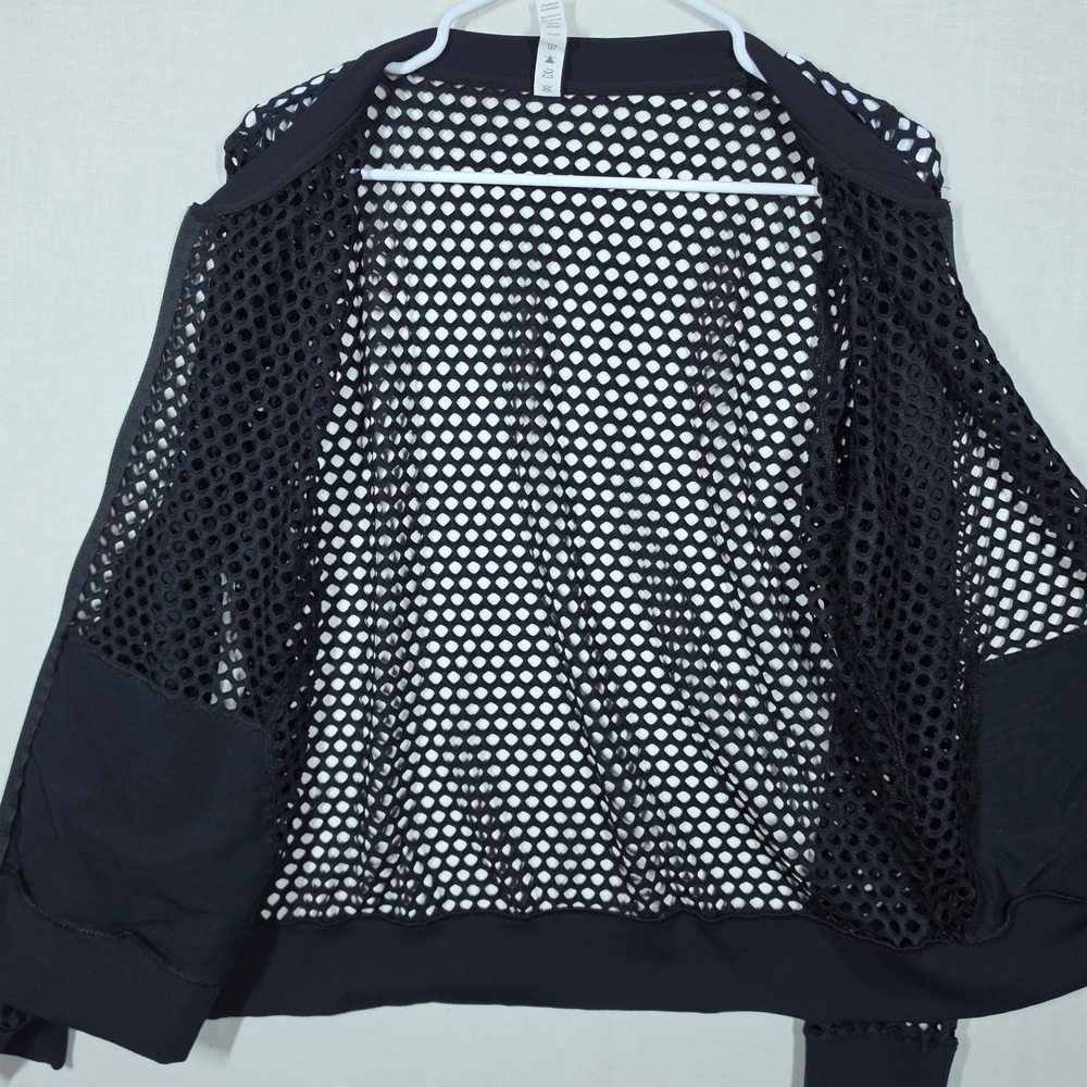 Mesh Bomber Jacket Womens Extra Large Black Tech wear Boho Retro Style Glyder - Picture 3 of 9
